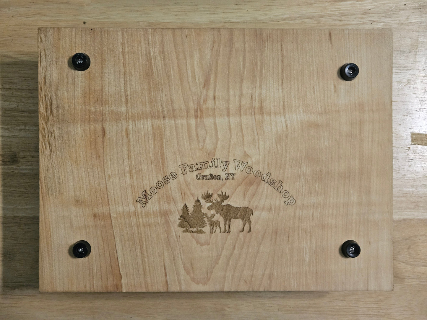 Vegetable Cutting  and serving board made with Maple 11" x 9" with dip cup and rubber feet