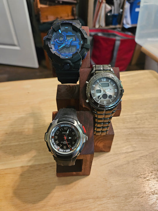 Watch Holder for 3 watches handmade from Pine, stained and clear coated