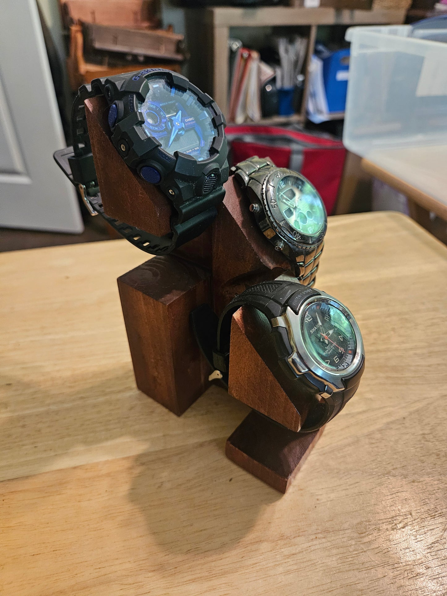 Watch Holder for 3 watches handmade from Pine, stained and clear coated