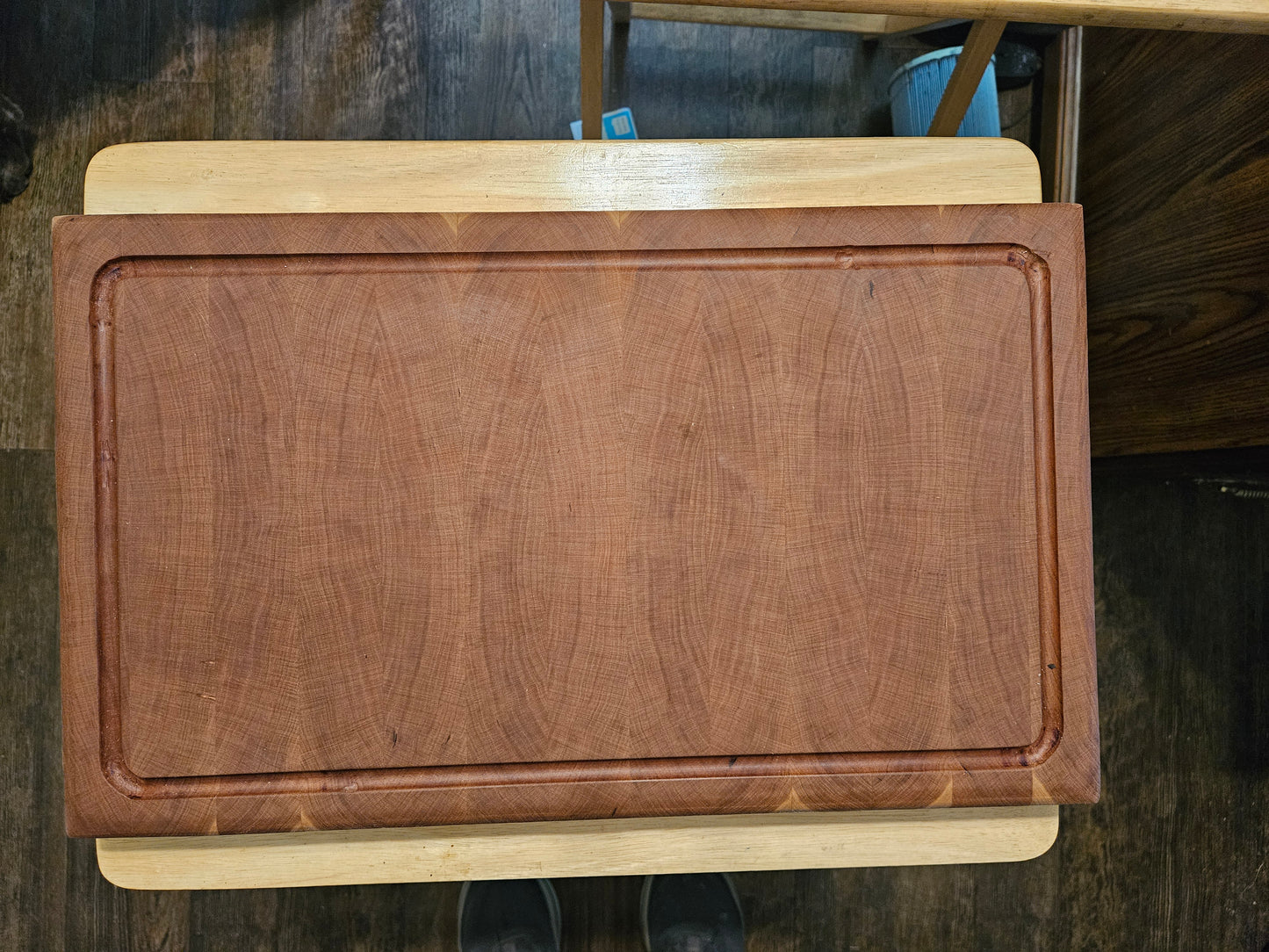 End Grain Cutting Board made with Cherry with Juice Groove and rubber feet 18.5" x 11"