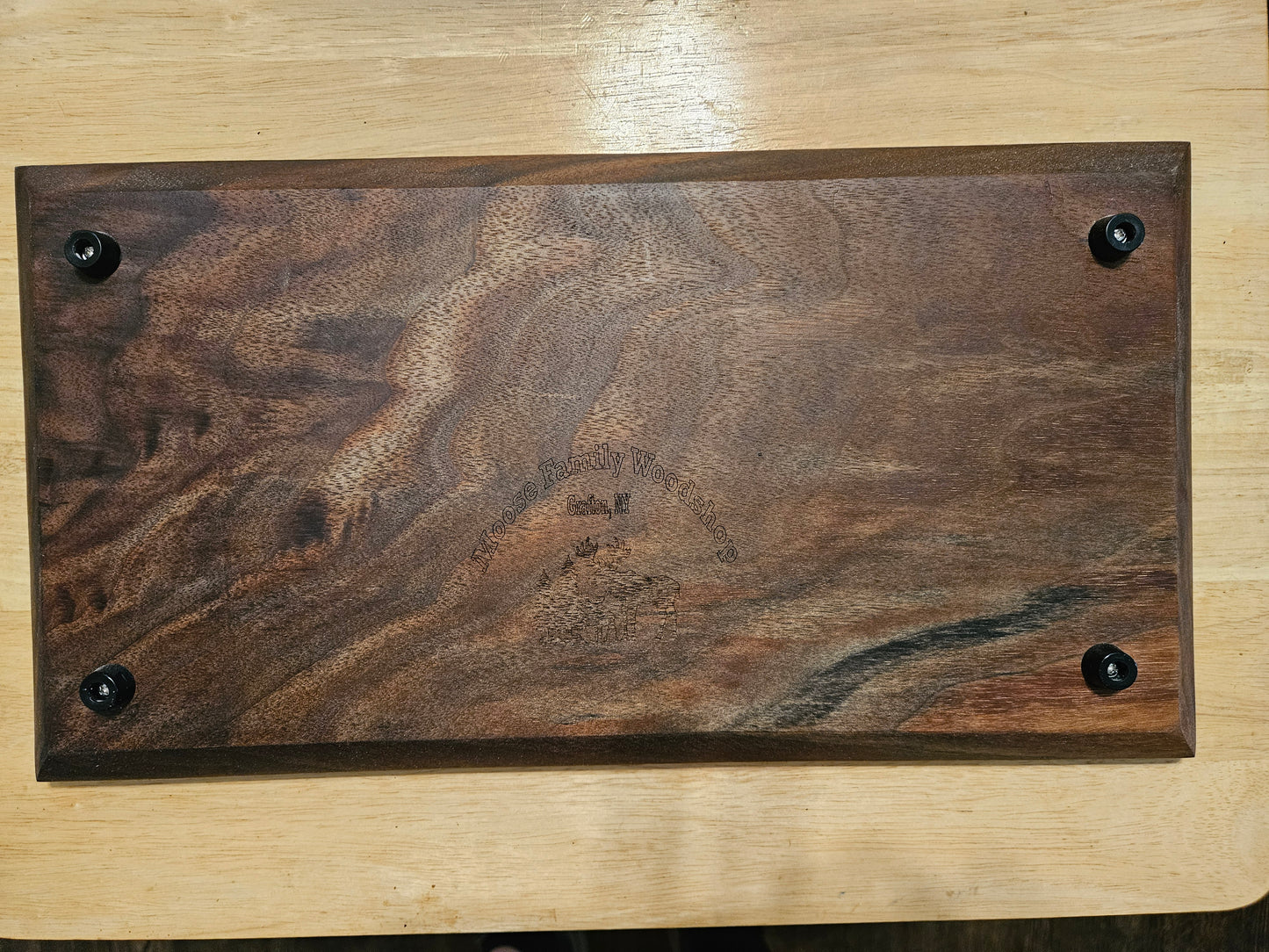 Cutting Board with stunning look made from Walnut with beveled edges, Juice Groove and rubber feet 16" x 8.5"