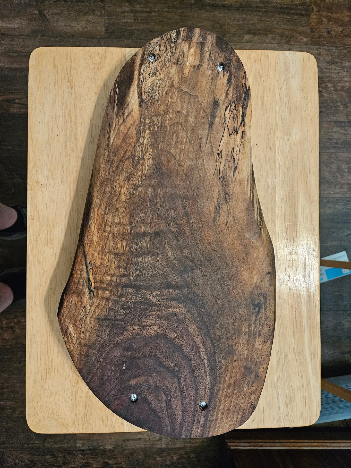 Charcuterie board with live edge Walnut with handles AOL 17" x 10"