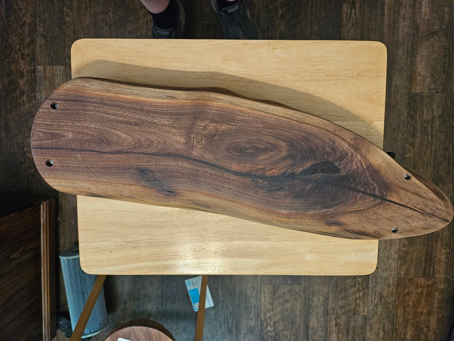 Charcuterie board with live edge Walnut with handles AOL 24" x 7"