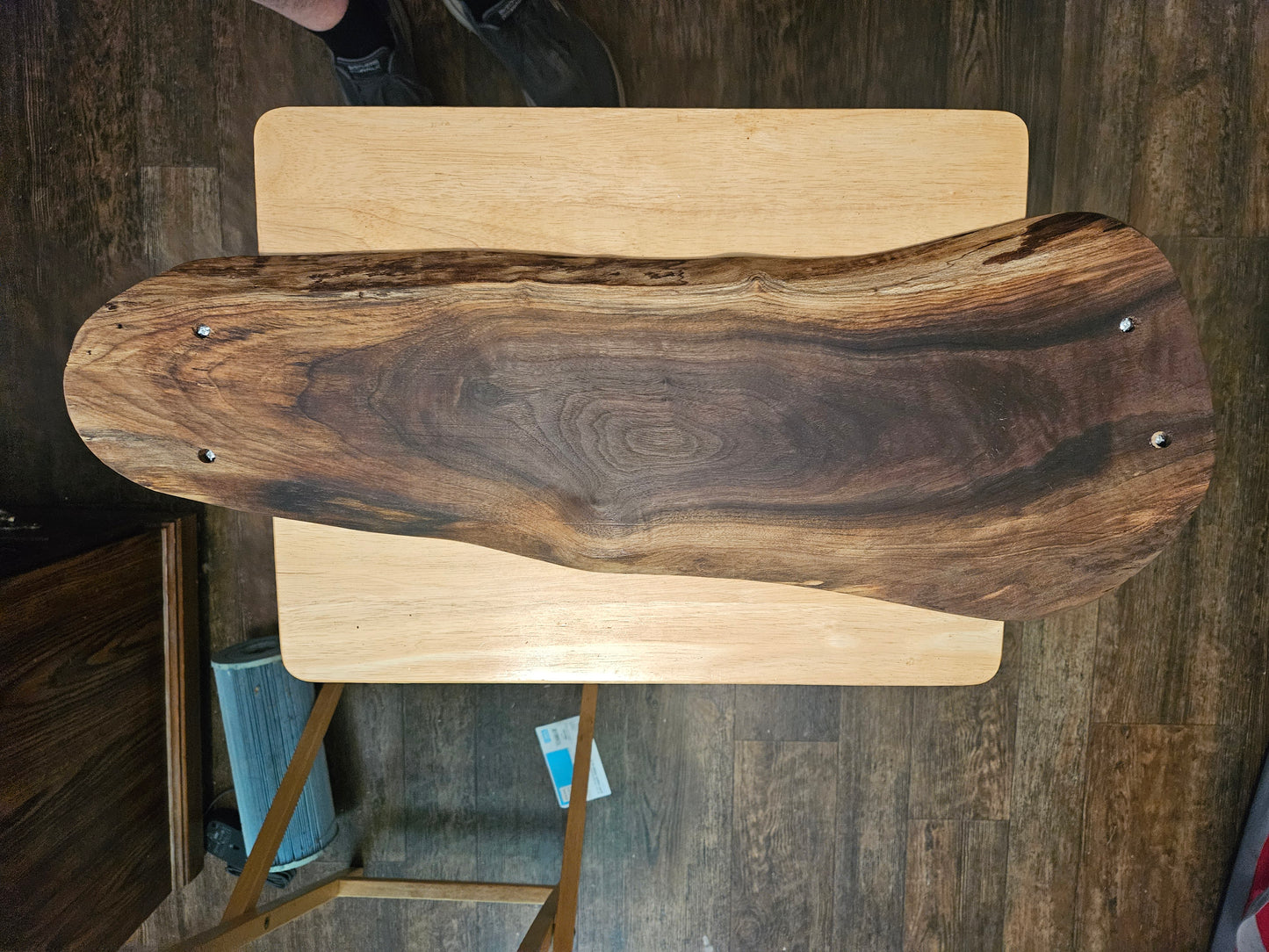 Charcuterie board with live edge Walnut with handles AOL 27" x 10"