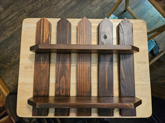 Picket Fence Shelf Made with Cedar, Hangers installed 14" x 14"