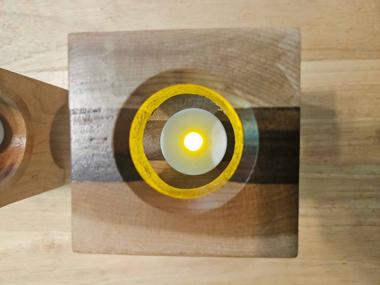 Candle Holder single lite made w/ Maple, Walnut and Cherry